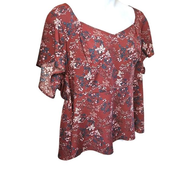 TORRID NEW Plus Size Challis Sweetheart Neck Short Sleeve Peplum Top 3X - Picture 11 of 16